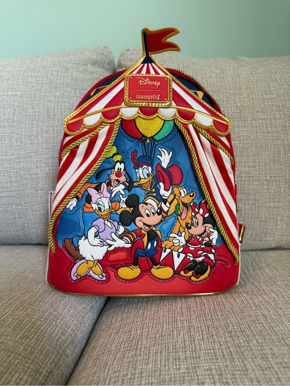 Loungefly Disney Circus Mickey & Friends Mini Backpack - Red, Blue, Yellow